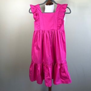Bardot Fuschia Pink Flouncy Square Neck Ruffled Cotton Dress